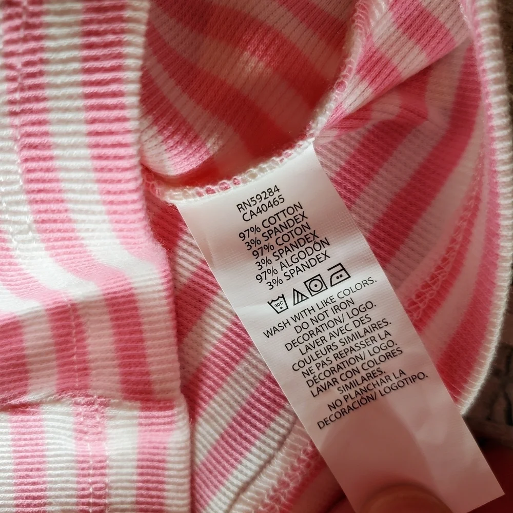NWT The Children's Place Pink and White Ribbed Striped Sleeveless Top Size 5/6